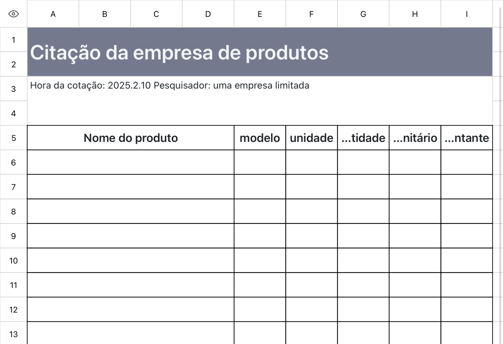 Citação da empresa de produtos